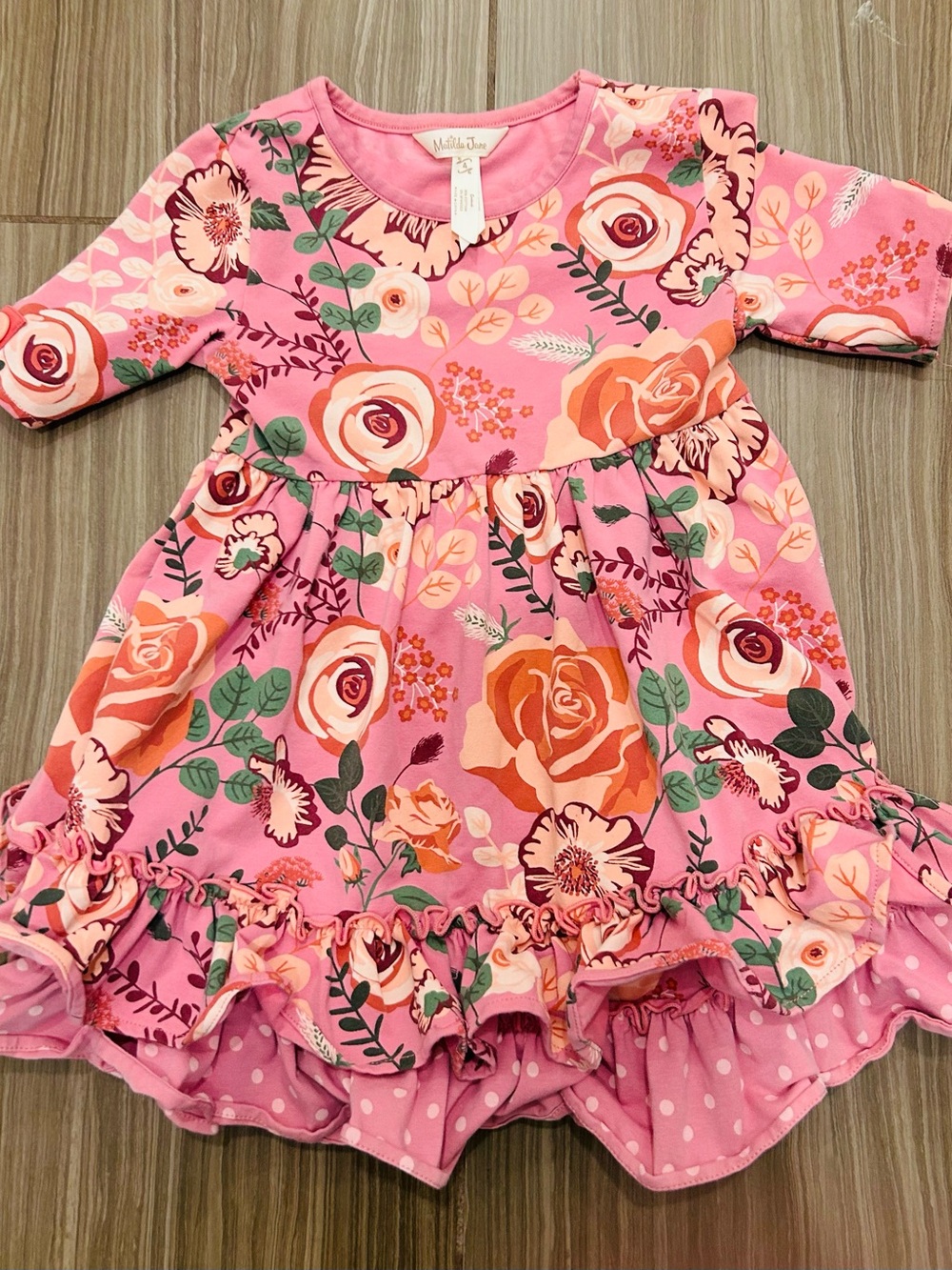 Matilda Jane Pink Floral Ruffle Matching Set - Picture 2 of 3